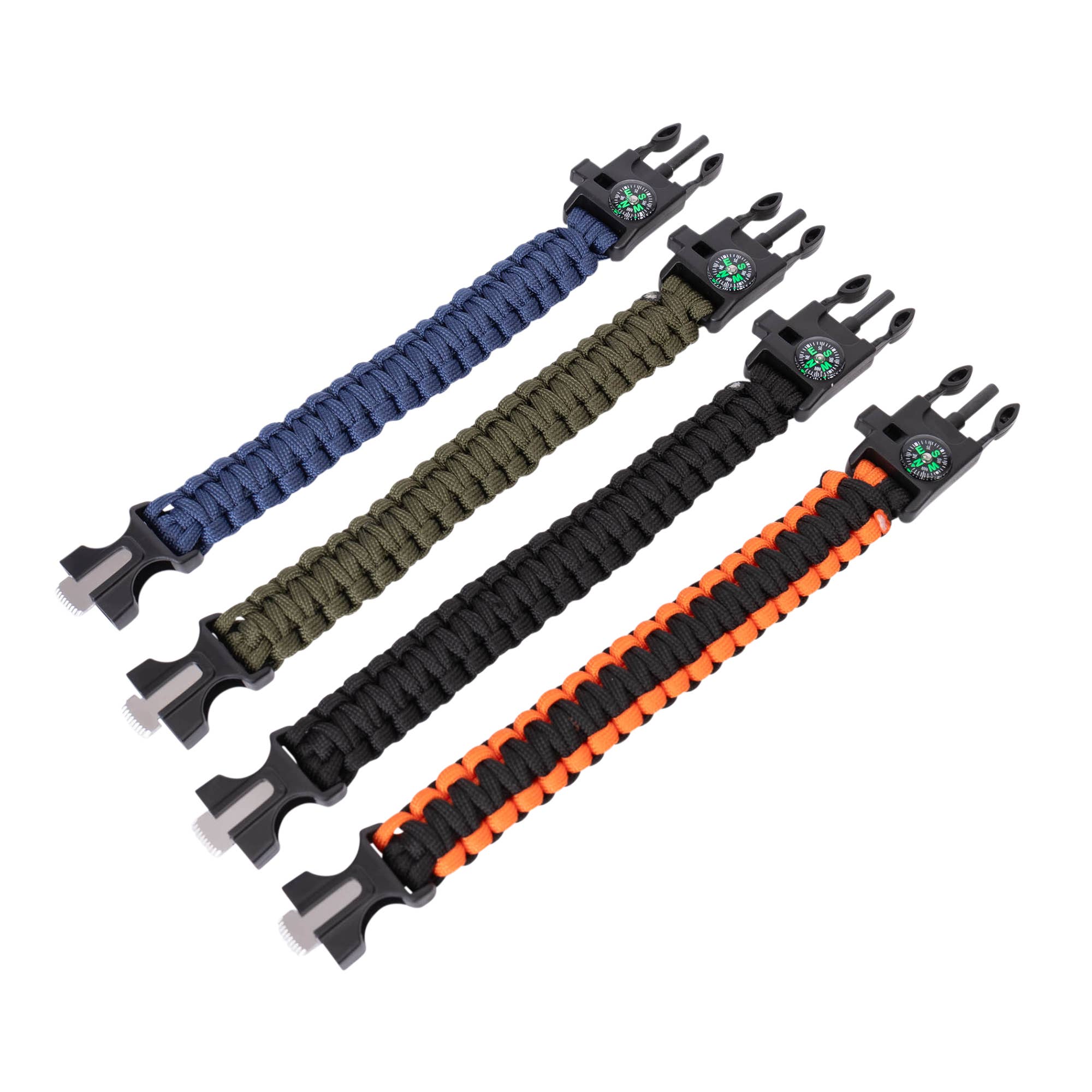 Mad Man Paracord Emergency Bracelet with compass fire starter and whistle