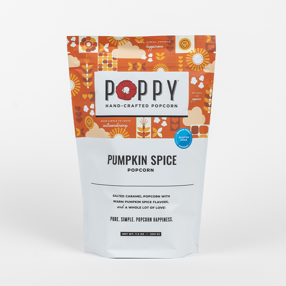 Poppy Pumpkin Spice Popcorn 7.5 oz Market Bag