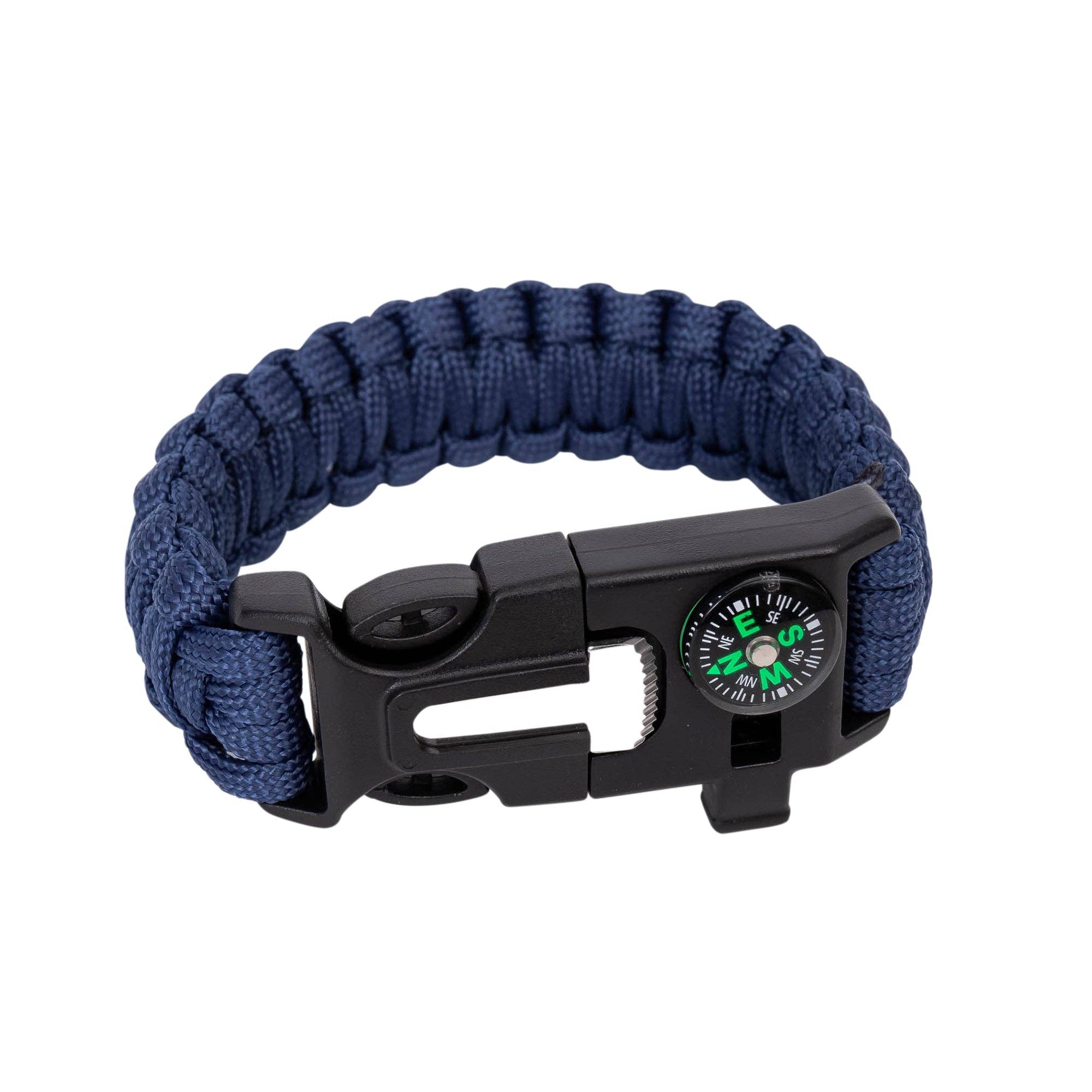 Paracord survival bracelet on wrist