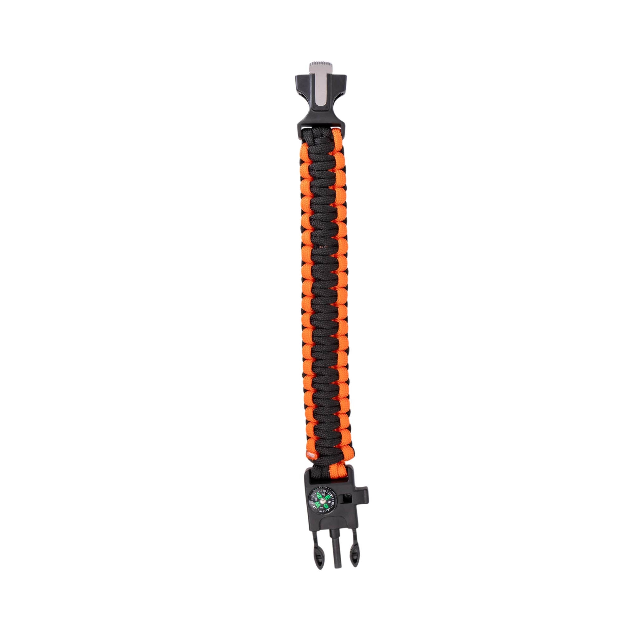 Paracord bracelet with black and orange design