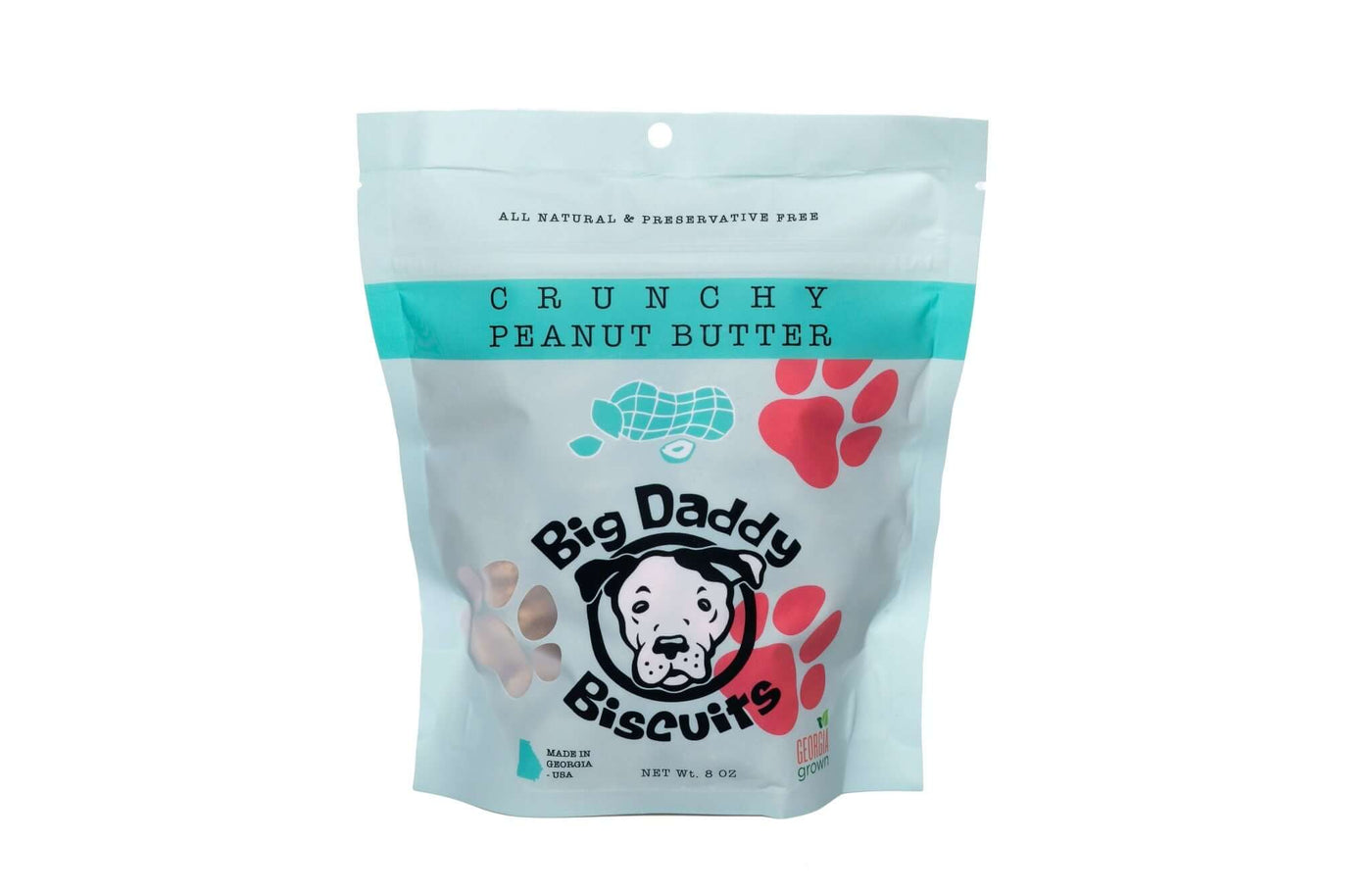 Big Daddy Biscuits All-Natural Crunchy Peanut Butter Dog Biscuits, 8 oz bag