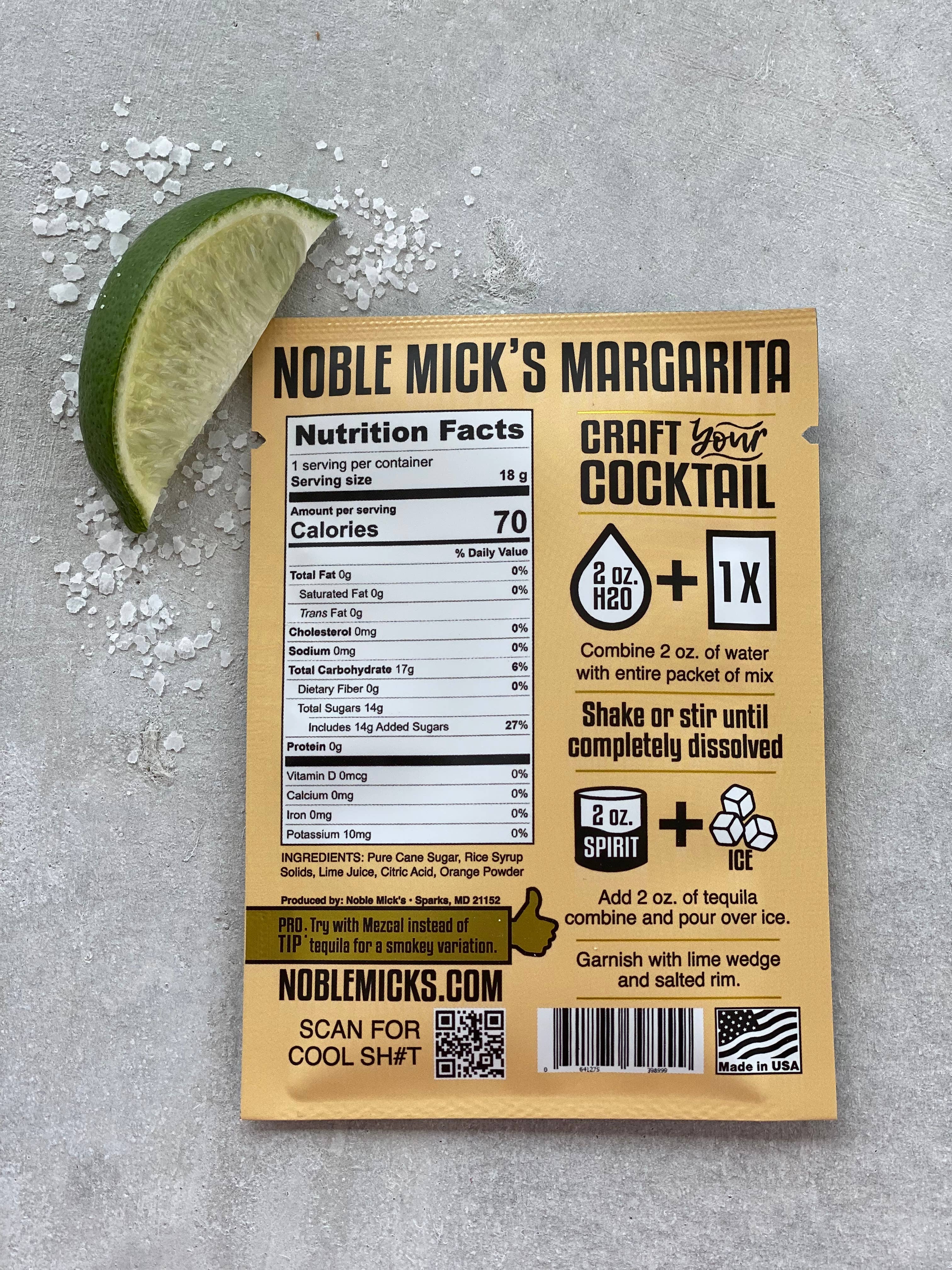 Single serve margarita cocktail mix ingredients