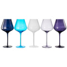 Colors of Santorini glasses with wine poured
