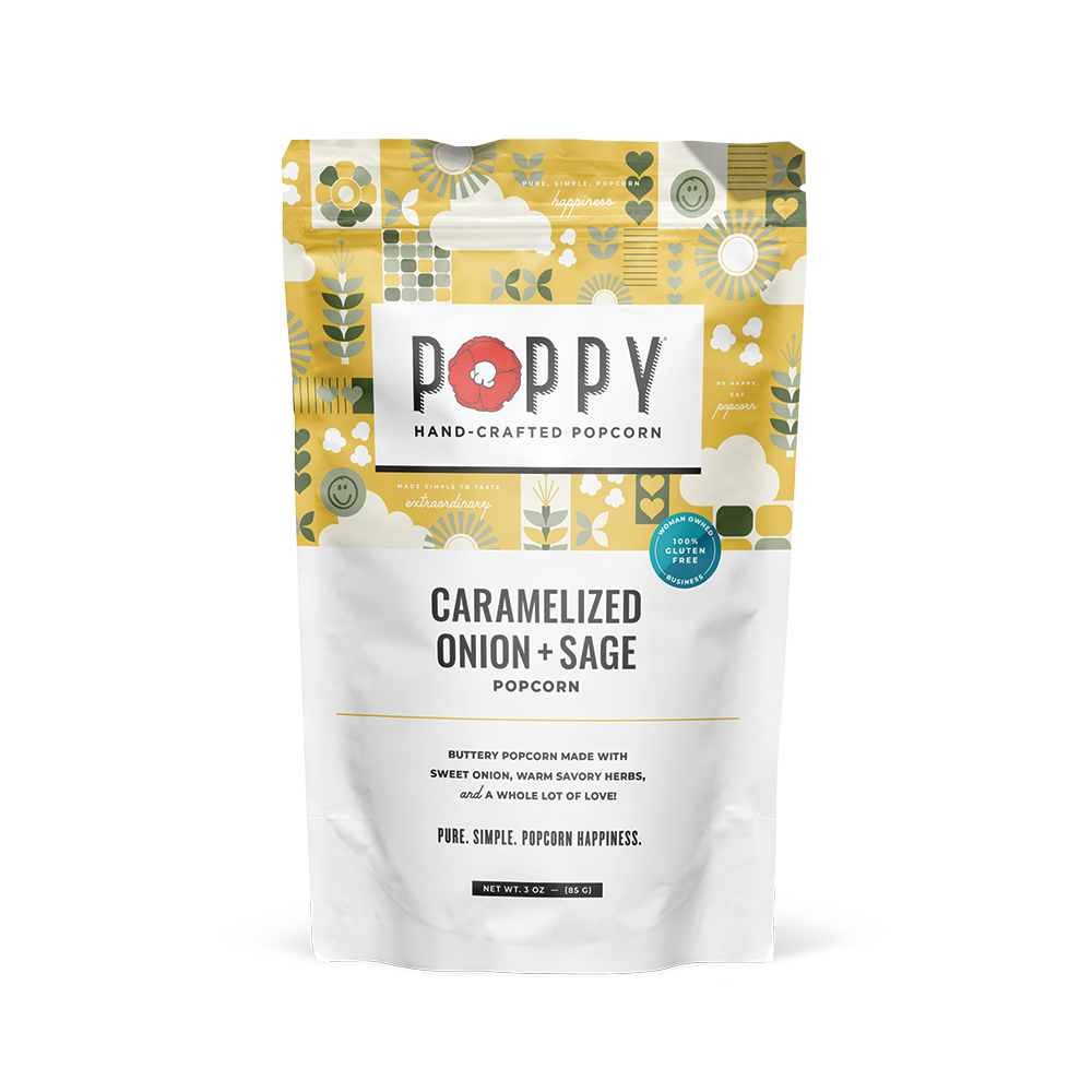 Poppy Caramelized Onion + Sage Popcorn 3 oz Market Bag