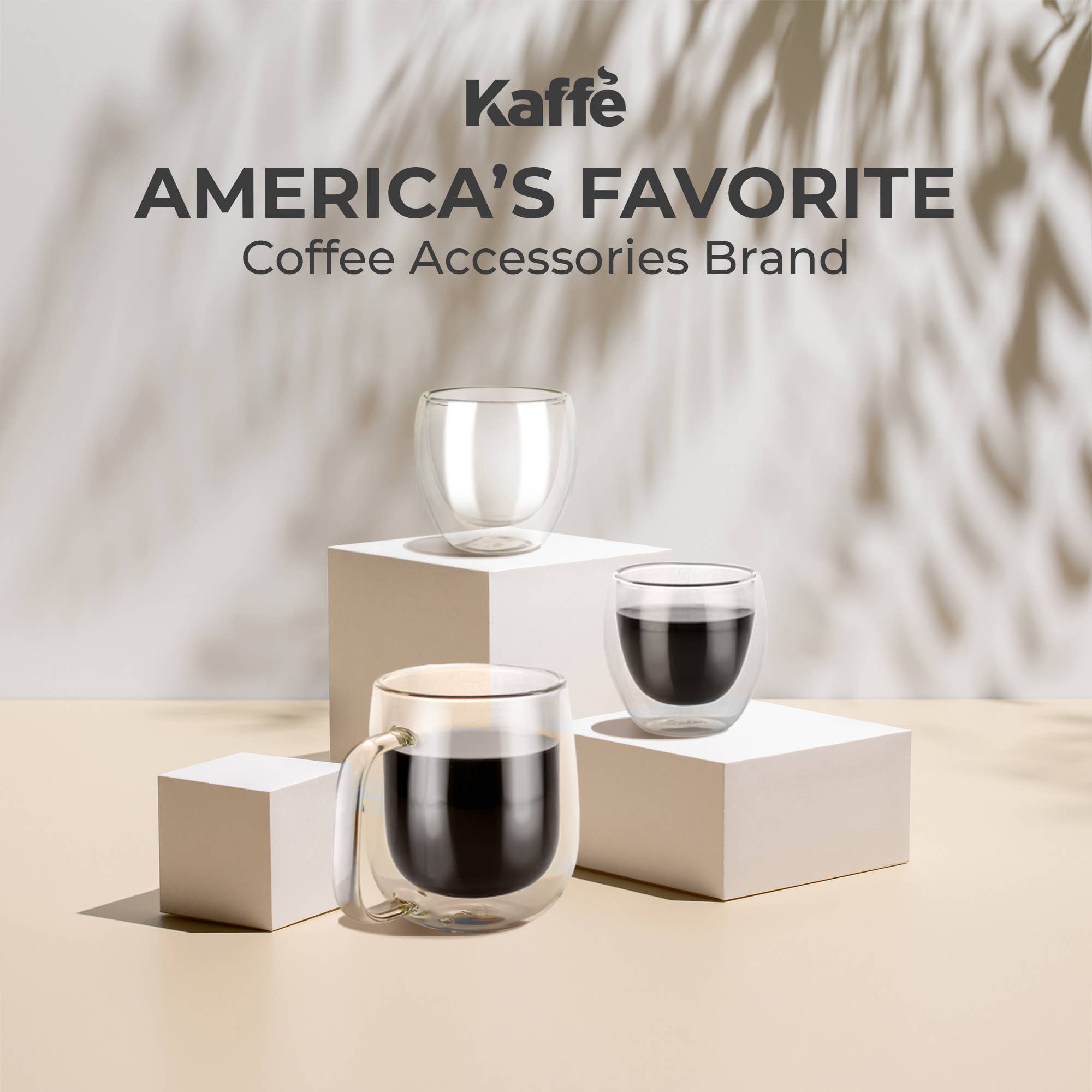 Double wall glass cup showing layered coffee