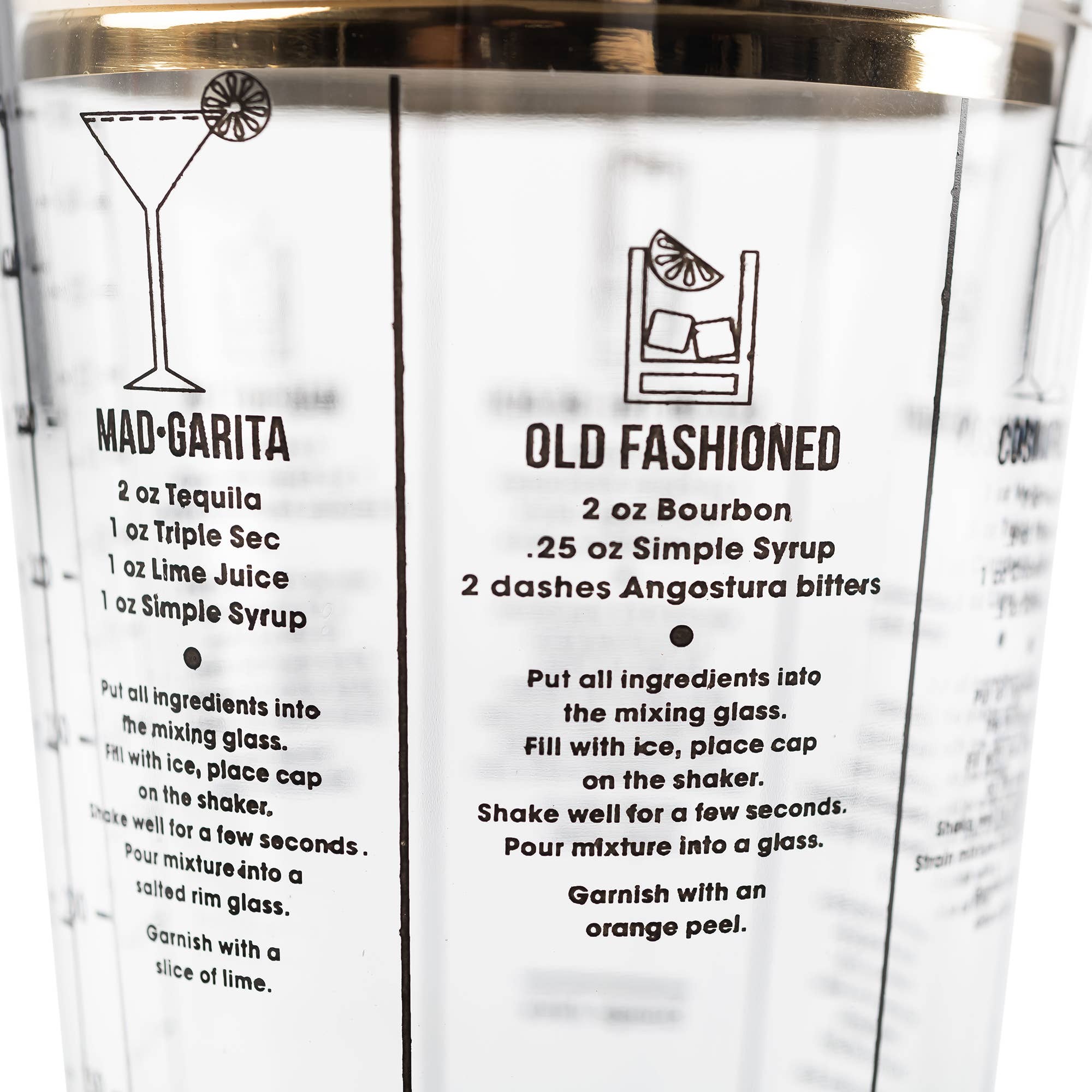 Engraved recipe shaker brushed steel finish