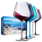 Colors of Santorini 5-set wine glassware in Greek island colors by The Wine Savant