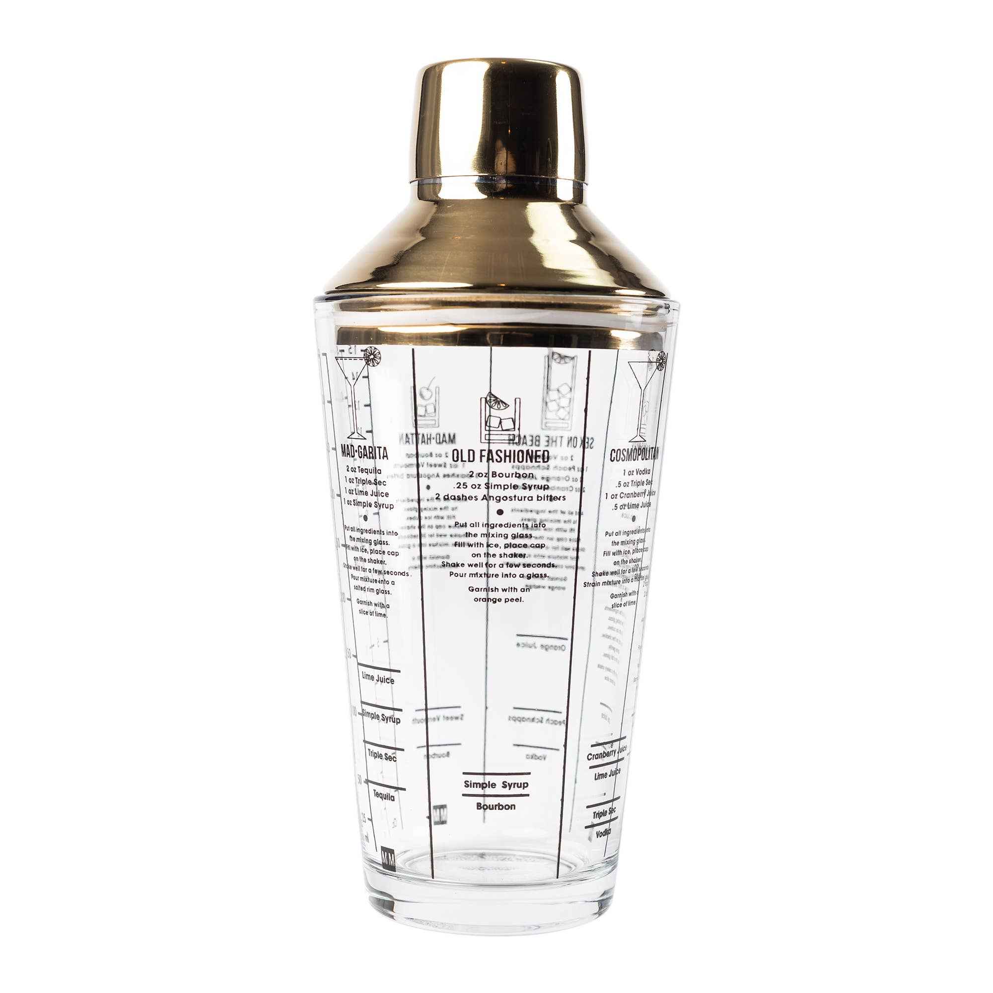 Mad Man Recipe Cocktail Shaker stainless steel with engraved drink recipes