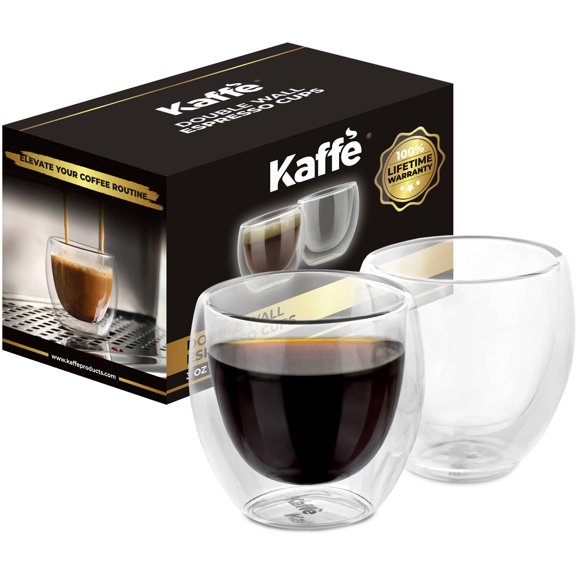 Kaffe small espresso cups double-wall borosilicate glass set